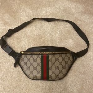 Repurposed authentic Gucci Fabric on black Fanny